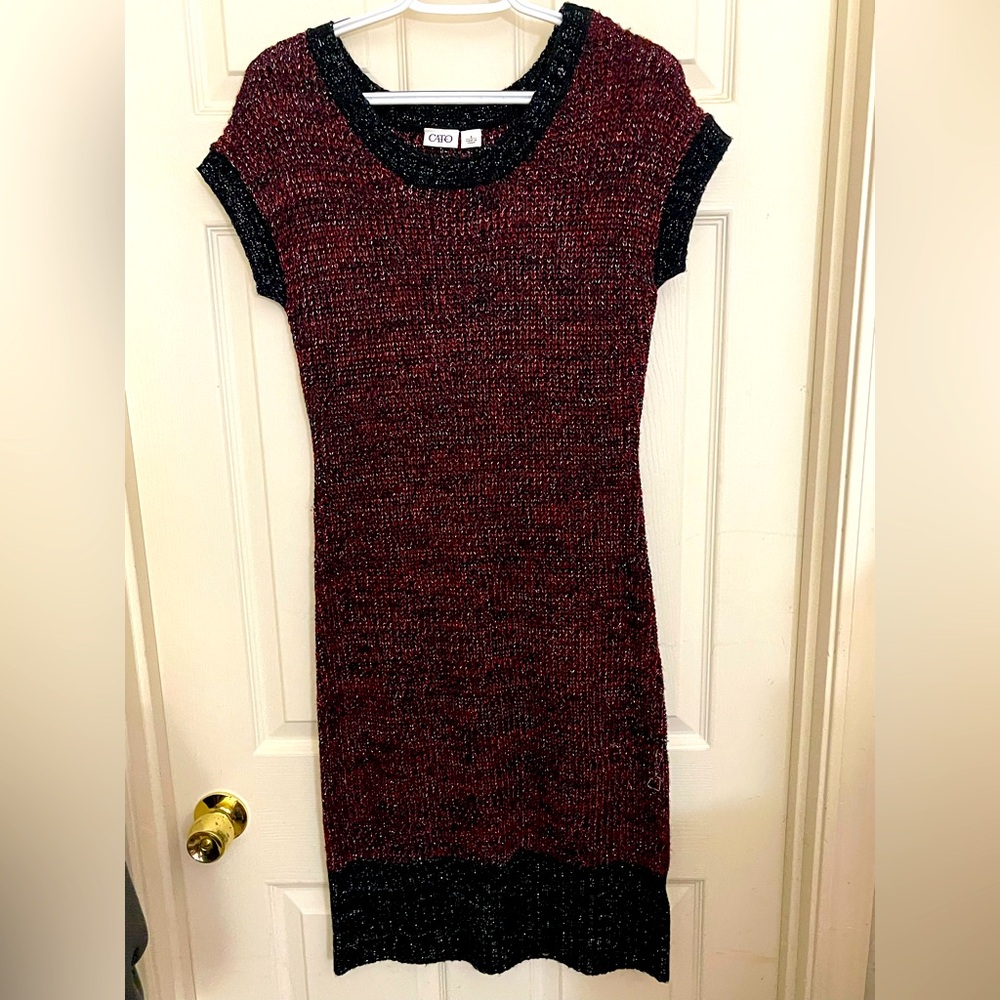 Cato Black and Red Textured Sweater Dress size Small
